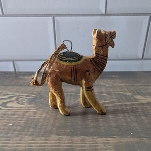 Vintage Hand Carved Camel Wooden Ornament hand painted from India